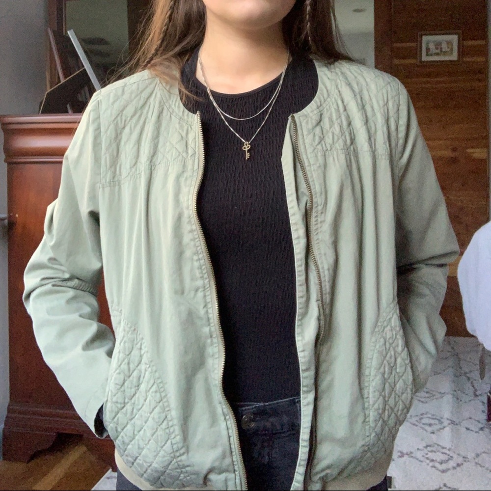 Olive green bomber jacket
